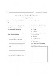 English Worksheet: the flying train committee - pre-reading