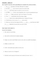 English Worksheet: Used to exercises