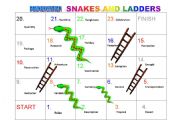 English Worksheet: Pronunciation stress Patterns Snakes and ladders