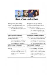English Worksheet: Soap Opera Roleplay- Days of our student lives
