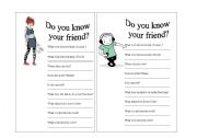 English Worksheet: Speaking Basic Activity - Do you know your friend