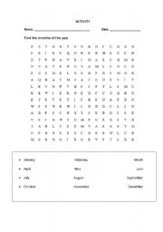 English Worksheet:  months of the year puzzle