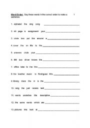 English Worksheet: Sentence Unscramble