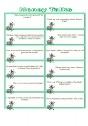 English Worksheet: Money speaking cards