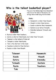 English Worksheet: Slam Dunk: Who is the tallest basketball player?