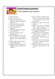 English worksheet: guided reading questions