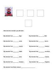 English Worksheet: Monster handout