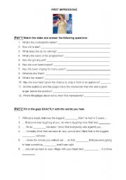 English Worksheet: First Impressions: Susan Boyle