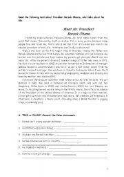 English Worksheet: Meet Mr President Barack Obama