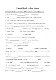 English Worksheet: Present Simple - Past Simple