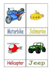 English Worksheet: Means of Transport Flashcards - Part 1/3