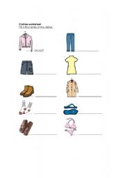 English worksheet: Types of clothing