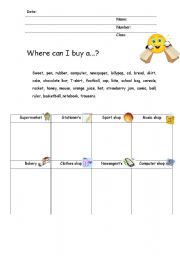 English Worksheet: Shopping