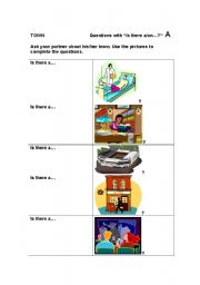 English worksheet: Places in town - pairwork for 