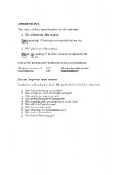 English worksheet: Questions with WHO