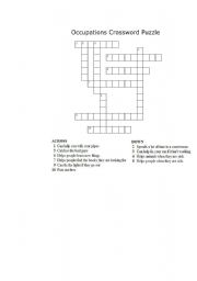 English worksheet: occupation crossword