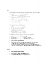 English Worksheet: basic grammar test