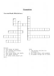 English Worksheet: Occupations / Jobs Crossword