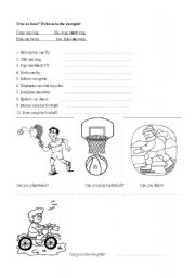 English Worksheet: Abilities