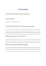 English worksheet: Character Report