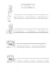 English Worksheet: Family - tracing