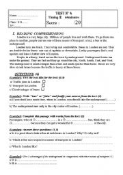 English Worksheet: END TERM TEST N 2 ( 8th form)