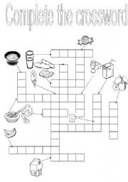 English Worksheet: food crossword