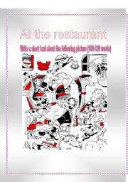 English Worksheet: At the restaurant - pic description