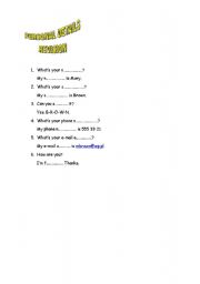 English Worksheet: personal information