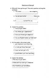 English worksheet: HAVE GOT