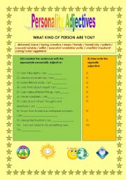 English Worksheet: Personality Adjectives