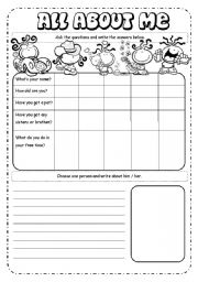 English Worksheet: In my free time - question grid