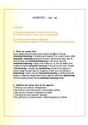 English Worksheet: Adjectives ending in -ed or -ing