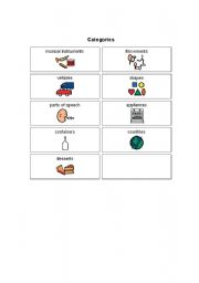English worksheet: Categories match pictures with words