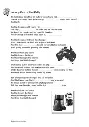 English Worksheet: Song Ned Kelly - Johnny Cash