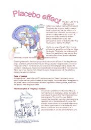 English Worksheet: Placebo effect reading