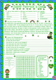 English Worksheet: SAINT PATRICKS DAY - STORY