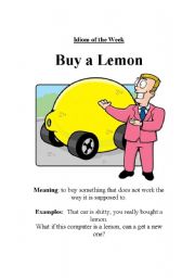 English worksheet: Buy  a Lemon
