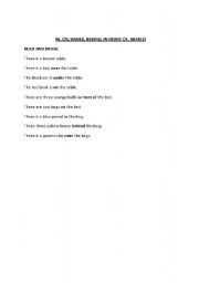 English worksheet: IN, ON, UNDER, NEAR, BEHIND, IN FRONT OF