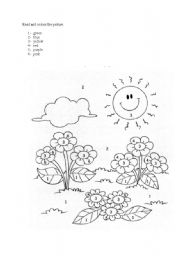 English Worksheet: read and colour