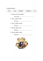 English worksheet: FAMILY MEMBERS