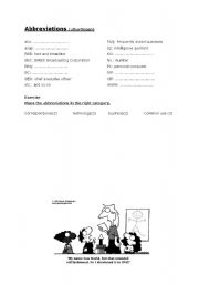 English Worksheet: Abbreviations