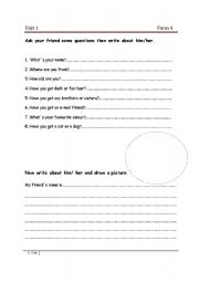 English Worksheet: Pair- work. Asking questions and answering.
