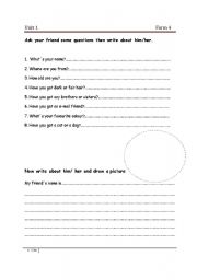 English worksheet: Pair- work. Asking questions and answering.