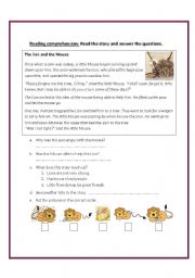 English Worksheet: The lion and the Mouse