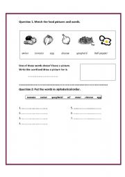 English worksheet: Match the food pictures and words.2