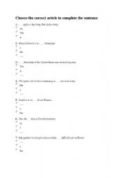 English Worksheet: the correct article