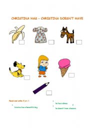 English Worksheet: She HAS/She DOESNT have