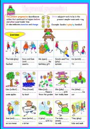 English Worksheet: the present progressive