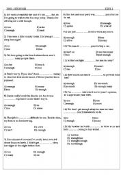 English Worksheet: too/enough